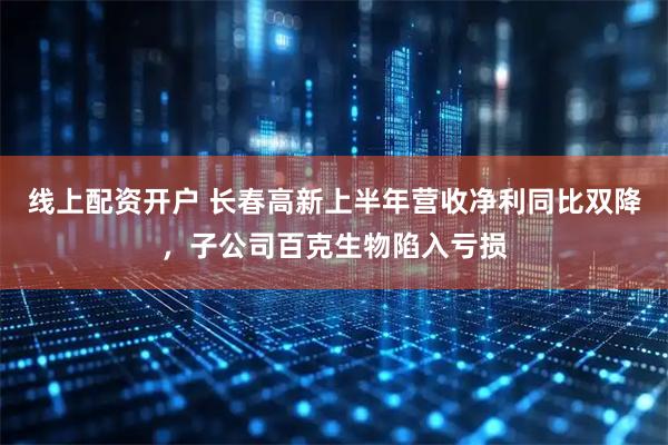 线上配资开户 长春高新上半年营收净利同比双降，子公司百克生物陷入亏损