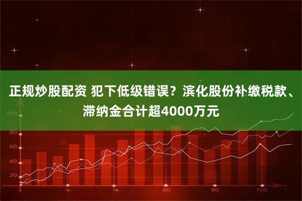 正规炒股配资 犯下低级错误？滨化股份补缴税款、滞纳金合计超4000万元